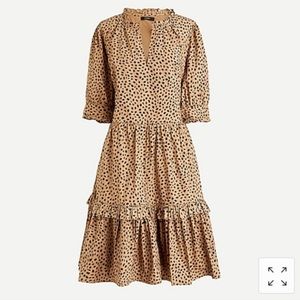 J.Crew Ruffleneck Tiered Popover Dress in Leopard Dot